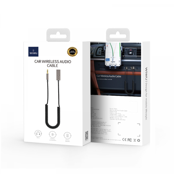 WIWU CAR WIRELESS AUDIO CABLE WITH BUILT-IN MICROPHONE - BLACK
