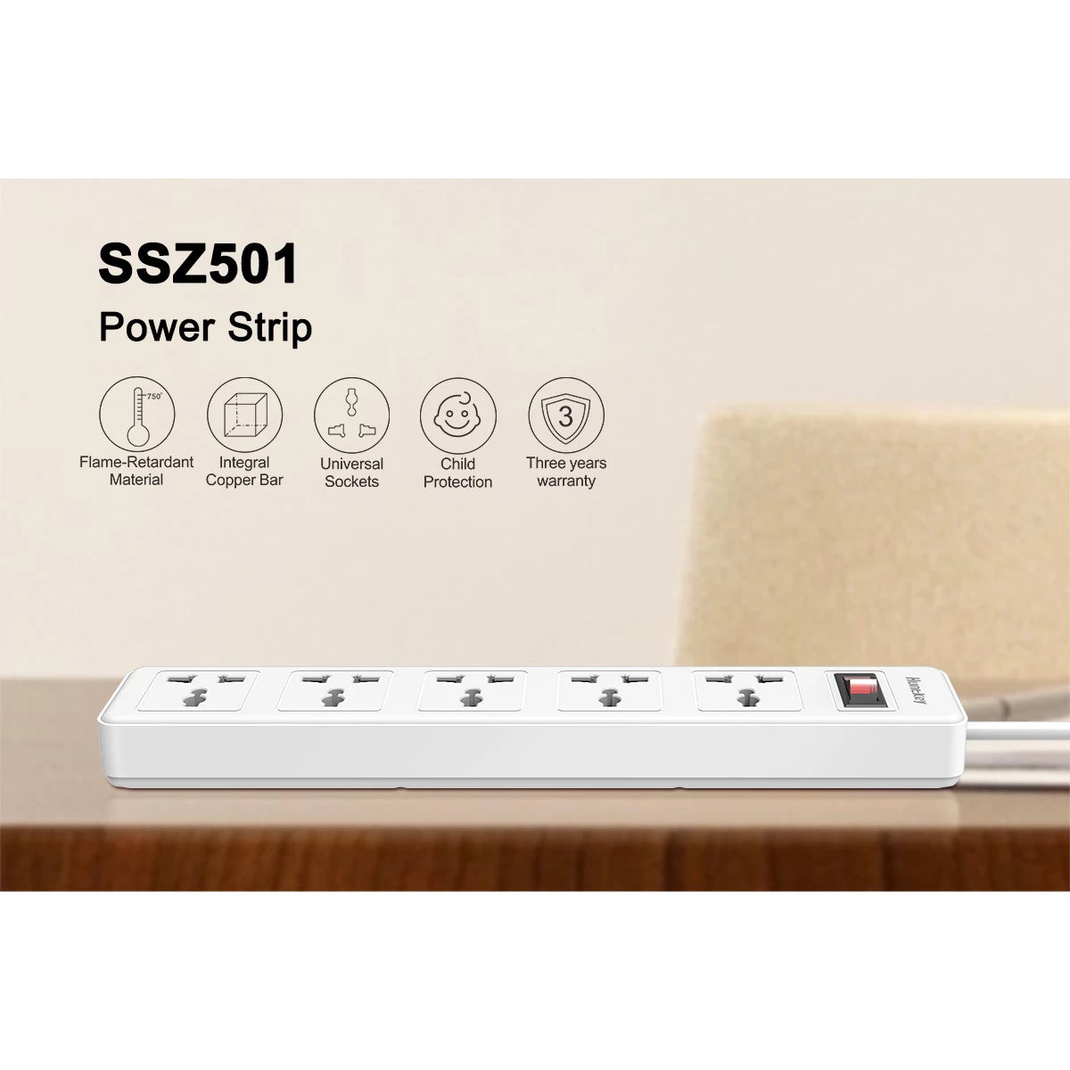 Huntkey 5-Outlet Surge Protector Power Strip Huntkey 5-Outlet Surge Protector Power Strip