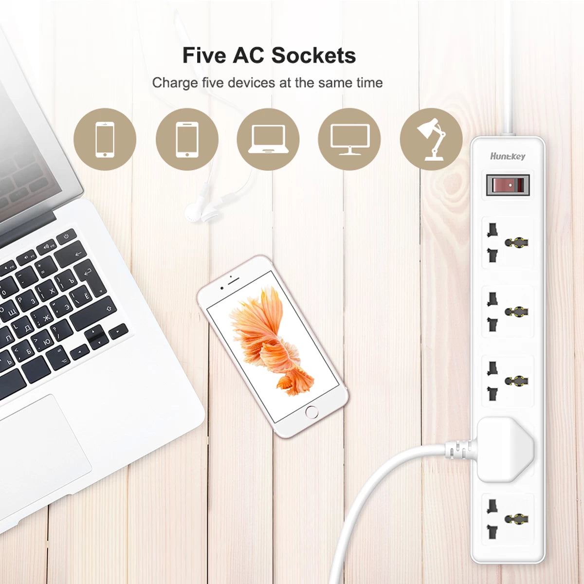 Huntkey 5-Outlet Surge Protector Power Strip Huntkey 5-Outlet Surge Protector Power Strip