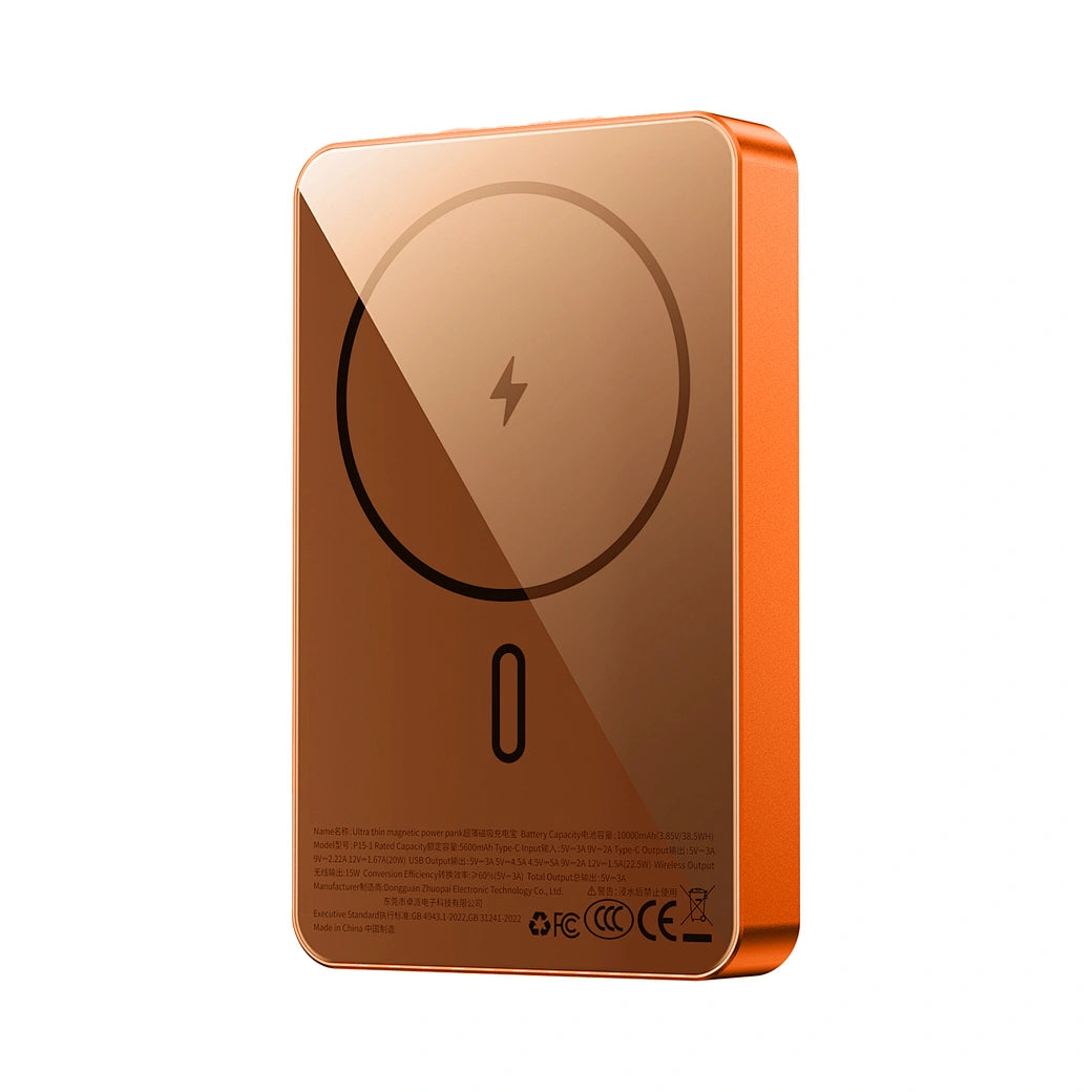 WIWU Ultra Thin Magnetic Power Bank 10000mAh - 15W Wireless Charging (Orange) WIWU Ultra Thin Magnetic Power Bank 10000mAh - 15W Wireless Charging (Orange)