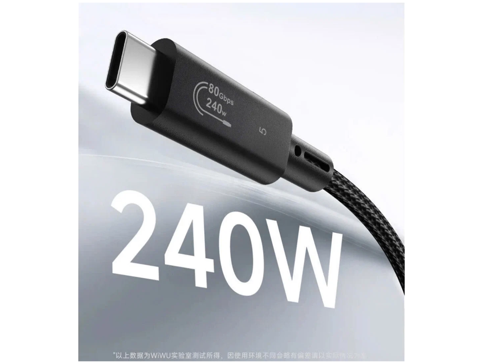 WIWU Wi-C102 Thunderbolt 5 USB-C Cable 1.8m, 80Gbps Data, 240W PD, 16K 60Hz Braided Cable