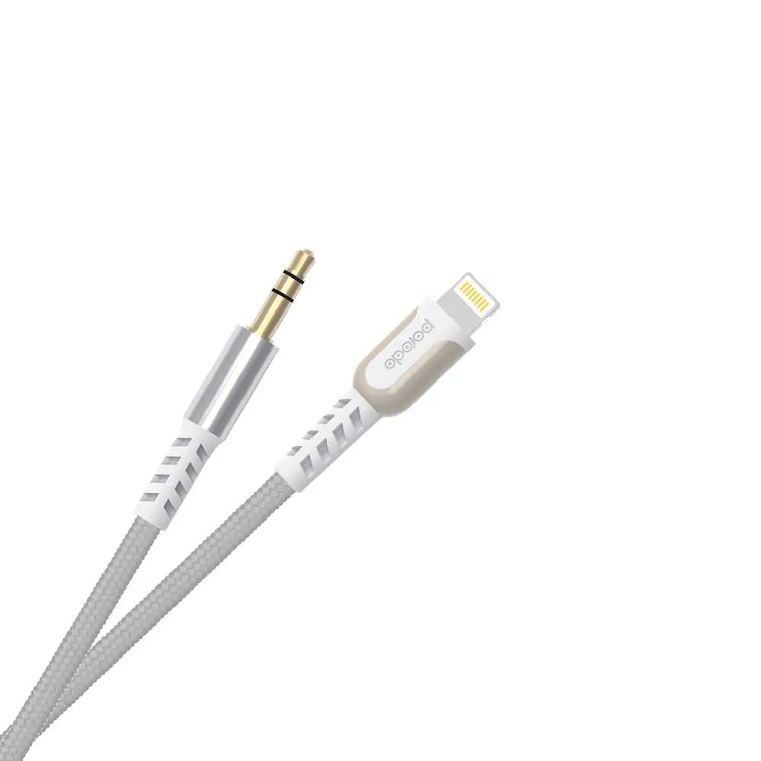 Porodo Metal Braided Lightning to AUX Cable 1.2M - White