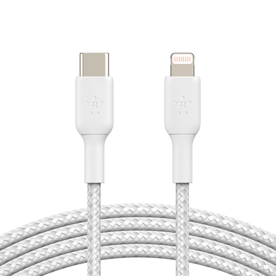 Belkin Boost Charge Braided USB-C to Lightning Cable (2m / 6.6ft, White)