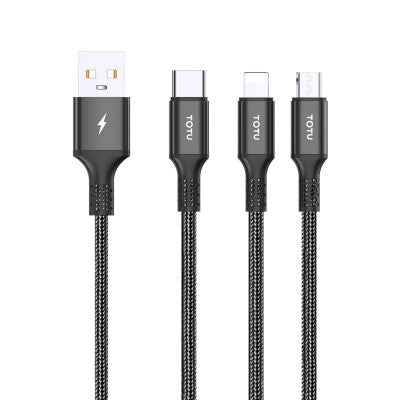 TOTU Tough Series B3B-009 1 split to 3 Fast Charging Cables Lightning / Type-C / Micro USB
