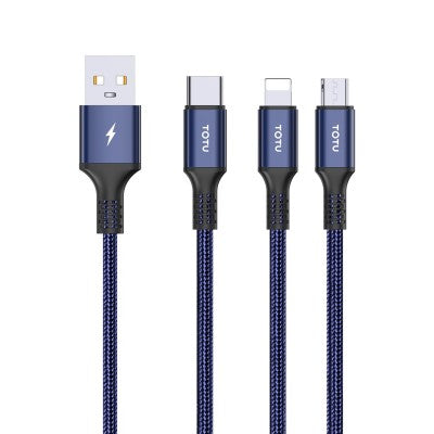TOTU Tough Series B3B-009 1 split to 3 Fast Charging Cables Lightning / Type-C / Micro USB