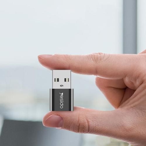Yesido GS09 USB to Type C Adapter Fast Data & Charging - Black