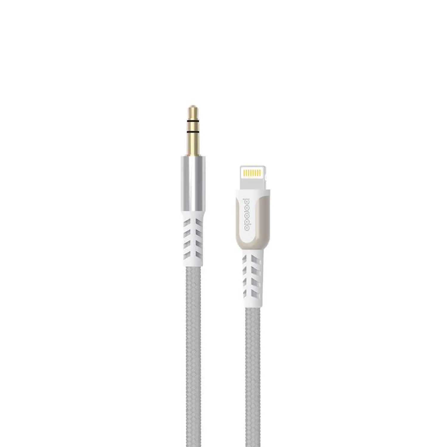Porodo Metal Braided Lightning to AUX Cable 1.2M - White
