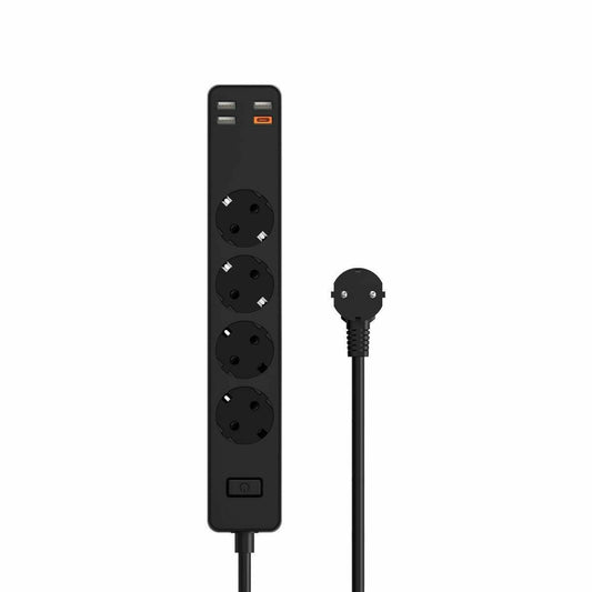Wiwu 4 Position Safety Power Socket with Switch and 3 USB Black