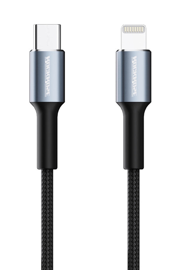 Rockrose Braided USB-C to Lightning Cable 20W White 1m