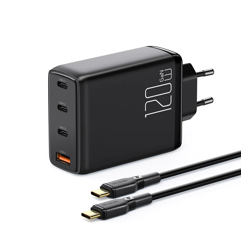 Mcdodo GaN 120W PD USB-C*3+USB*1 Wall Charger & Cable Set (EU plug)