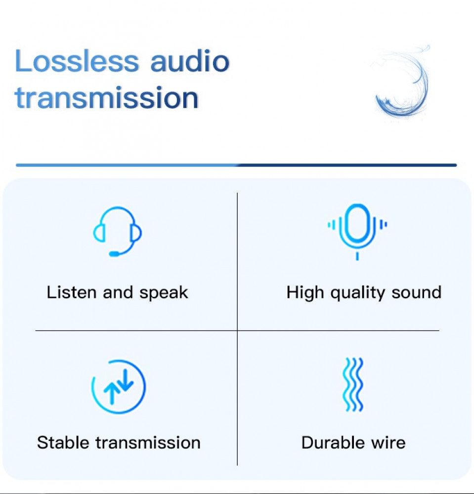 كابل صوت يسيدو 3.5 ملم لسماعات الرأس والميكروفون - رمادي