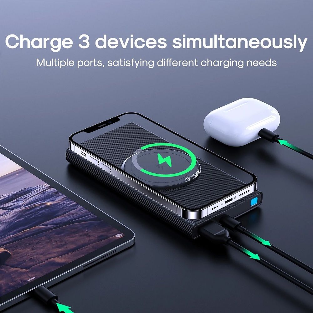 JOYROOM JR-W010 22.5W Magnetic Wireless Charging Power Bank Ultra Thin 10000mAh Battery Charger with Digital Display