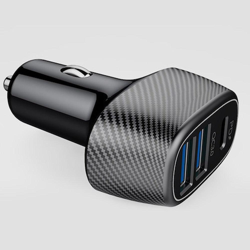 RockRose Safari PQ2 PD & QC 3.0 3-Port Car Charger,  Black