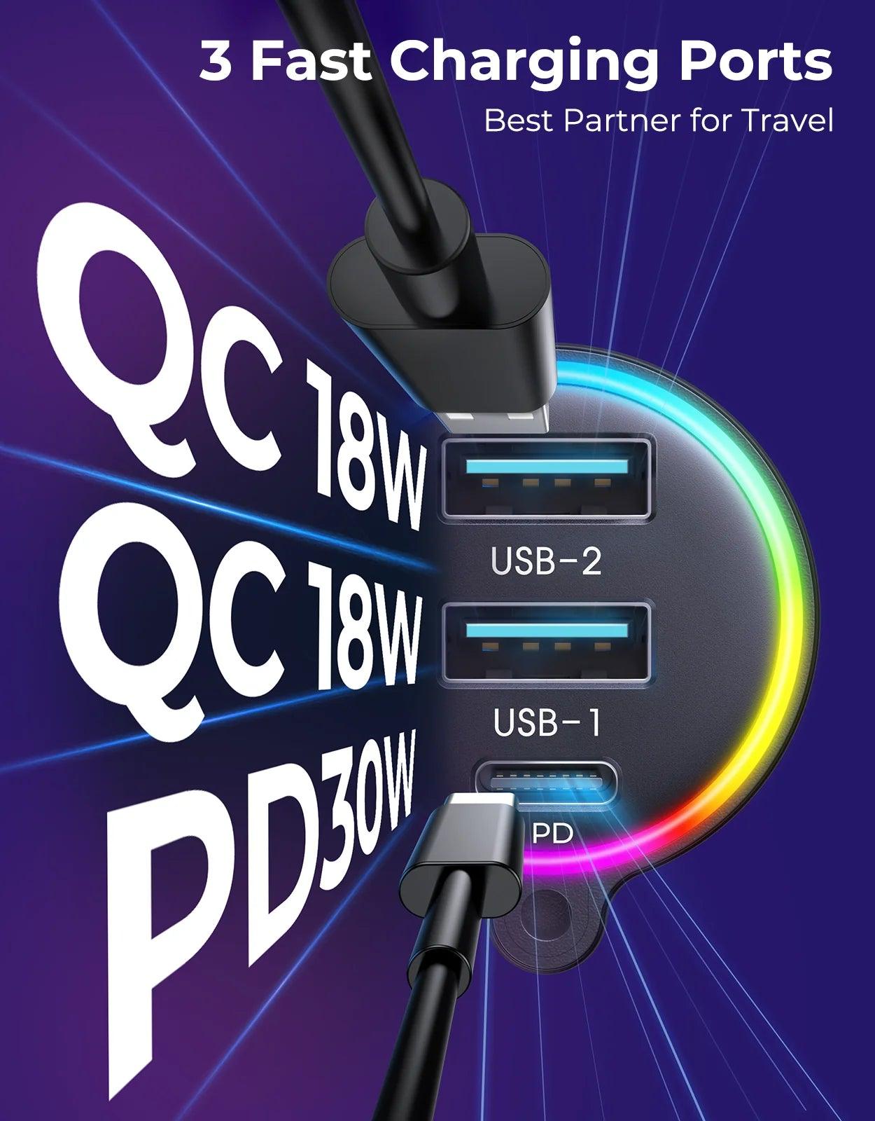 Joyroom 30W Bluetooth Car Transmitter Charger & Music Hub - Black