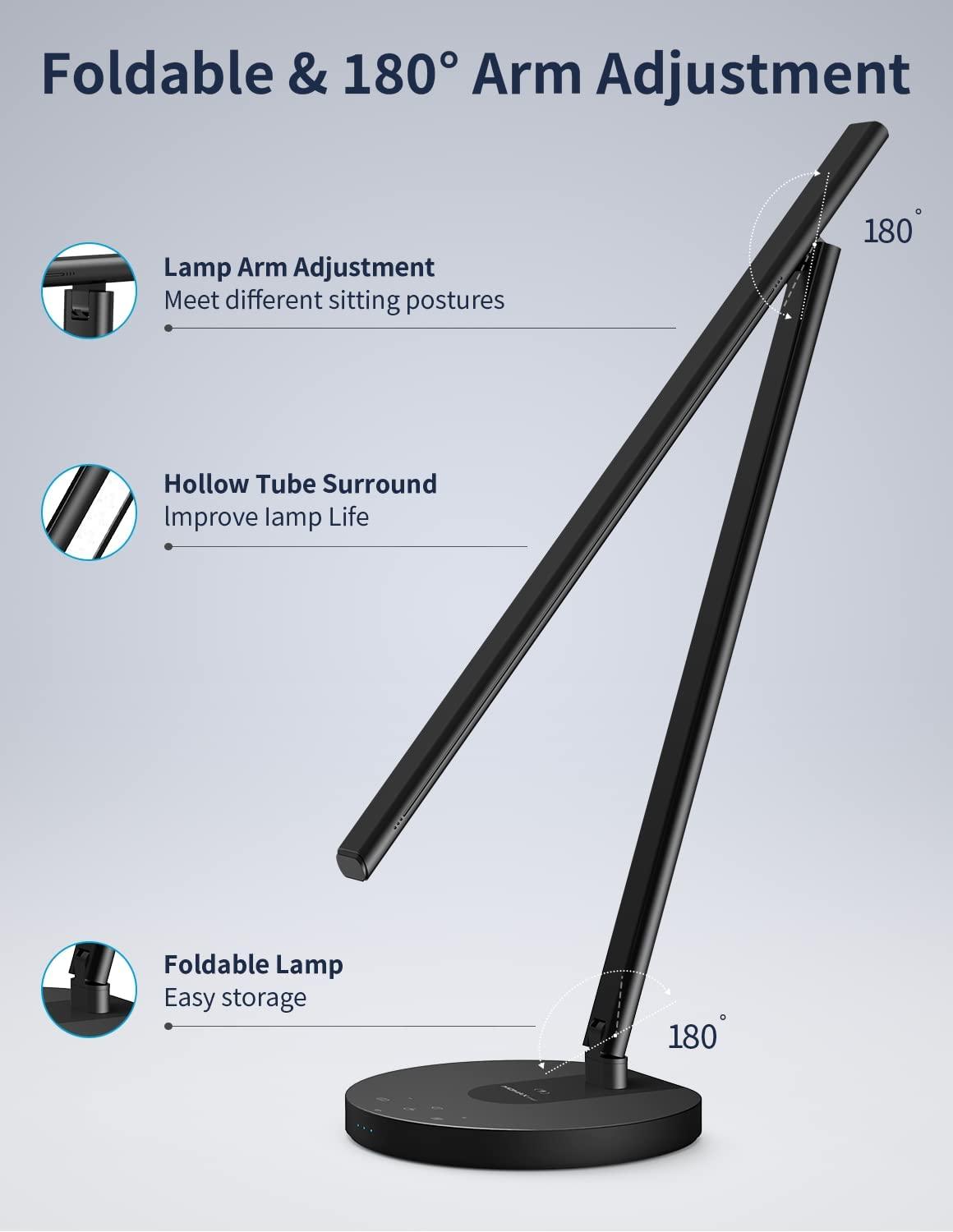 مصباح مكتبي ليد من موماكس مع شاحن لاسلكي ذكي - أسود