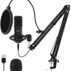 USB Gaming Microphone Streaming Podcast PC Microphone Condenser Mic Kit with Flexible Arm