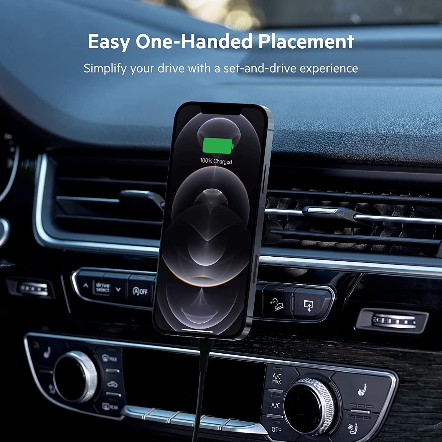Belkin Boost Charge Wireless Charging Magnetic Car Phone Mount Holder with cable