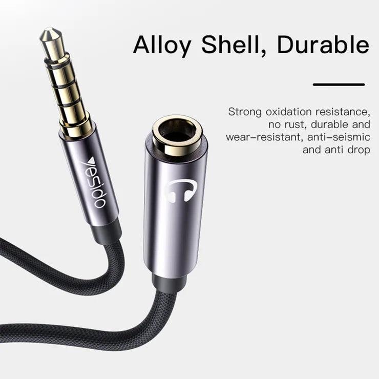 محول صوت يسيدو  3.5 ملم عالي الجودة بطول 1 متر - رمادي