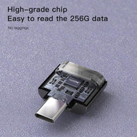 YESIDO GS19 Type C TF Card Reader for Easy Data Transfer - Black