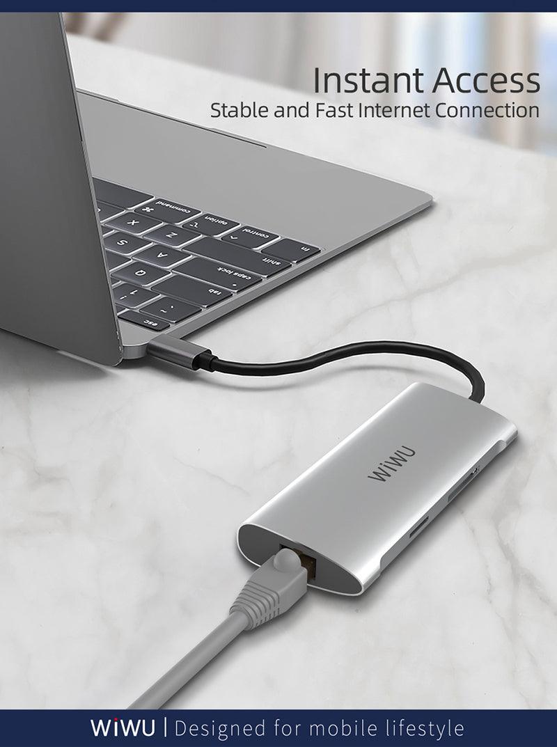 Wiwu A631str 6 في 1 USB-C Hub لماك بوك