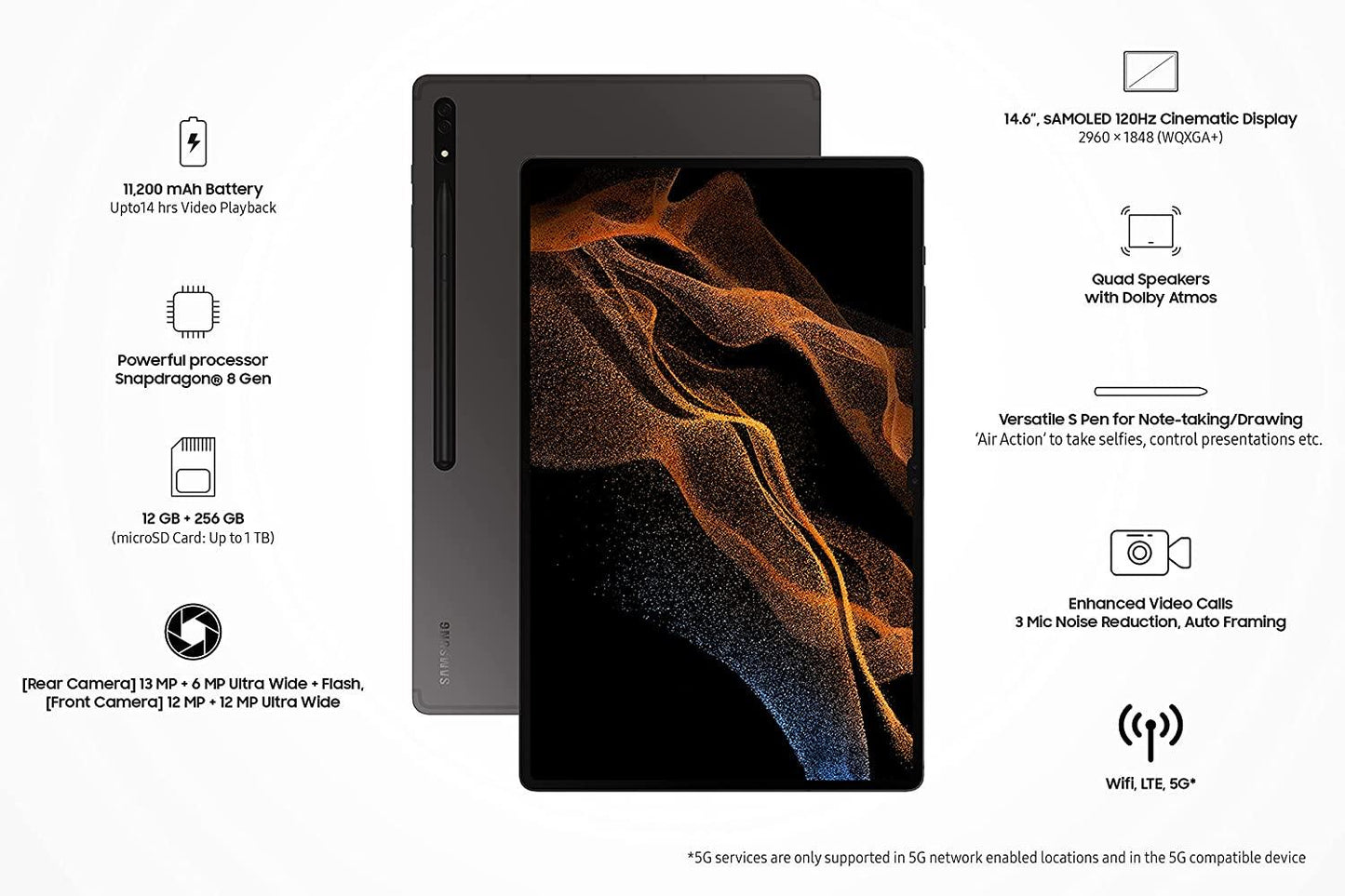 SAMSUNG Tab S8 Ultra 14.6" 5G 12/256GB