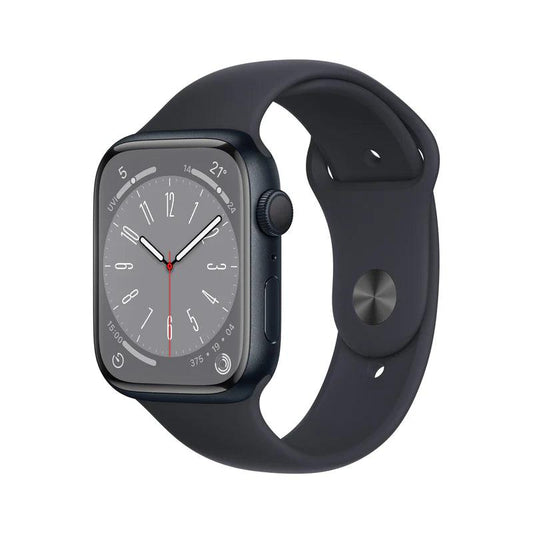 ساعة Apple Watch Series 8 GPS مقاس 45 مم هيكل من الألومنيوم مع حزام رياضي
