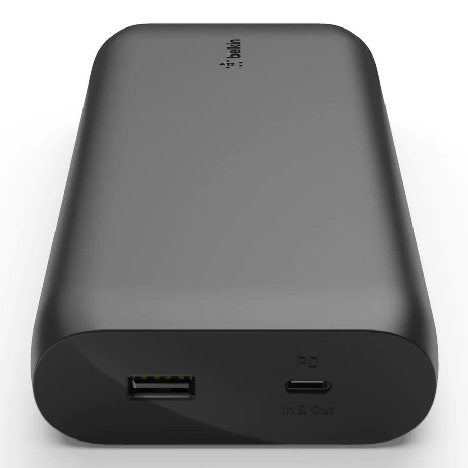 Belkin 20K Power Bank USB-C 30W PD, 1x12W USB-A, 0.6m USB-C Cable, Black