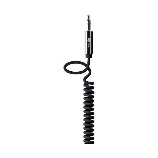 Belkin MIXIT Coiled 3.5mm Aux Cable 1.8m Tangle Free - Black