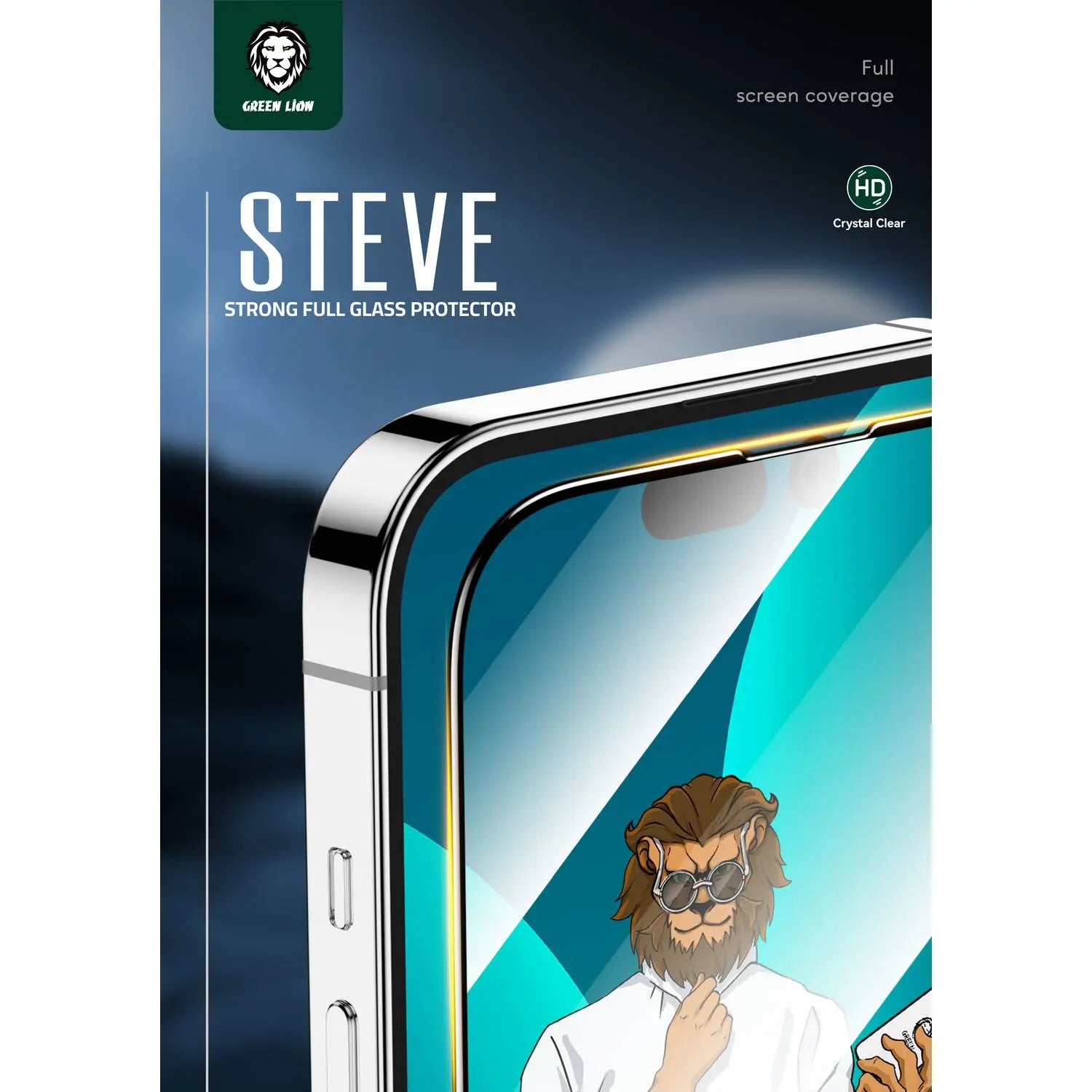 Green 9H Steve Glass Strong Full Screen Protector for iPhone 14 Pro Max ( 6.7) - Clear