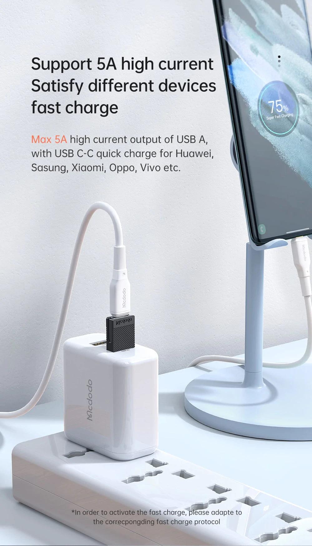 محول مكدودو تايب سي إلى يو إس بي ايه 2.0 بقوة 5 أمبير للشحن السريع ونقل البيانات