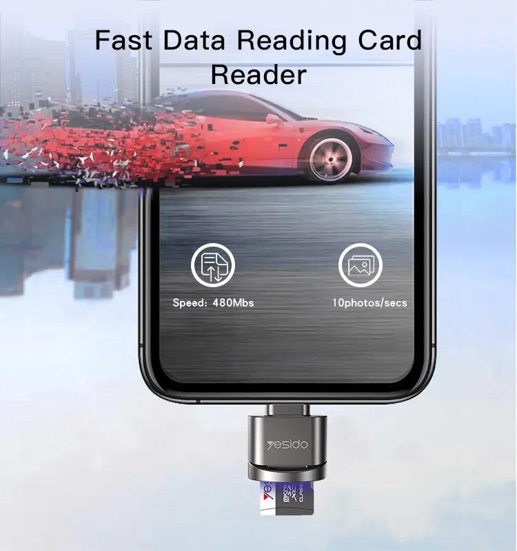 قارئ بطاقات من يسيدو بسعة تصل إلى 256 جيجابايت - أسود