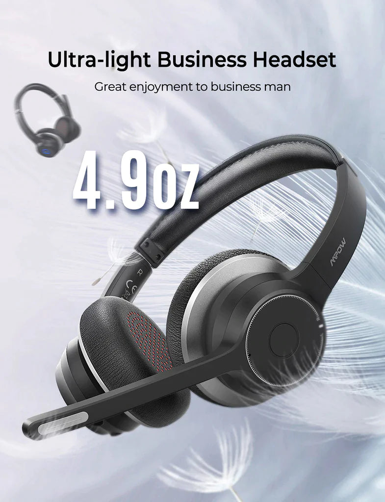 MPOW HC5 Business Bluetooth Headset Black+Silver