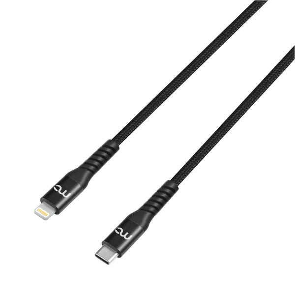 MyCandy USB C TO MFI LIGHTNING CHARGE AND SYNC BRAIDED CABLE 1.2M BLACK