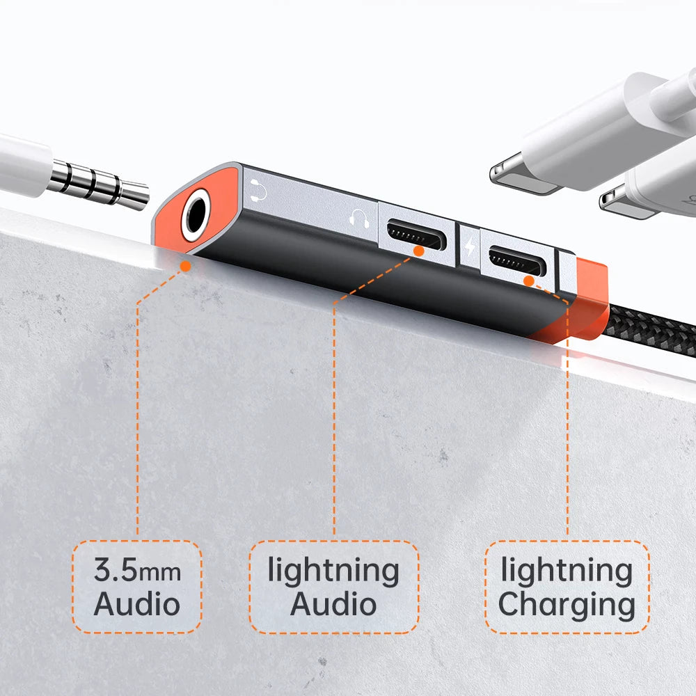 Mcdodo lighting OTG Audio Adapter 3.5mm Jack Earphone Charging Aux Splitter