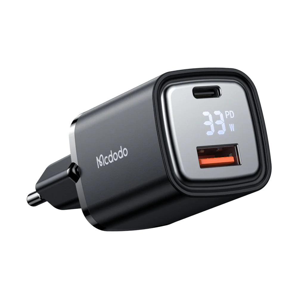Mcdodo 33W PD & QC Dual Port Fast Charger and Digital Display - Black Mcdodo 33W PD & QC Dual Port Fast Charger and Digital Display - Black