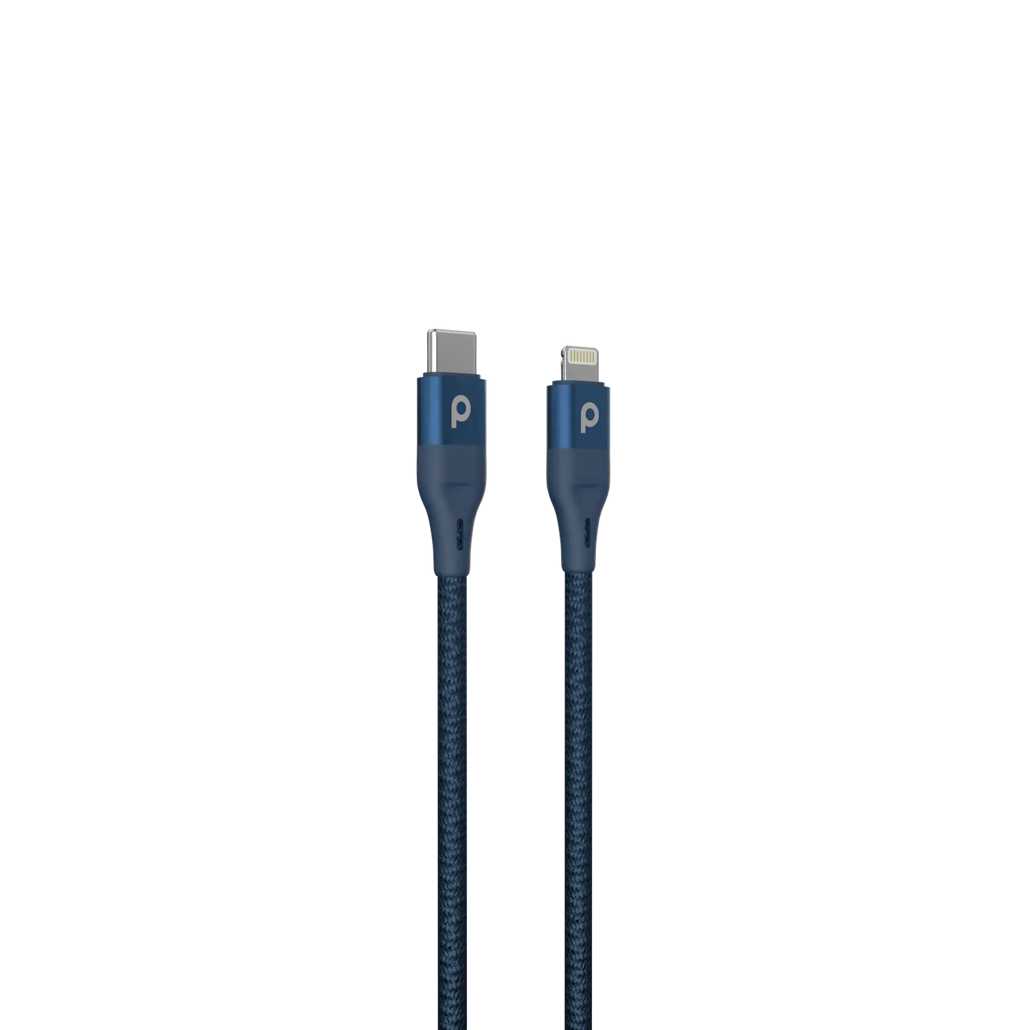 Porodo Aluminum PD Braided USB-C to Lightning Cable 0.25M 9V - Blue