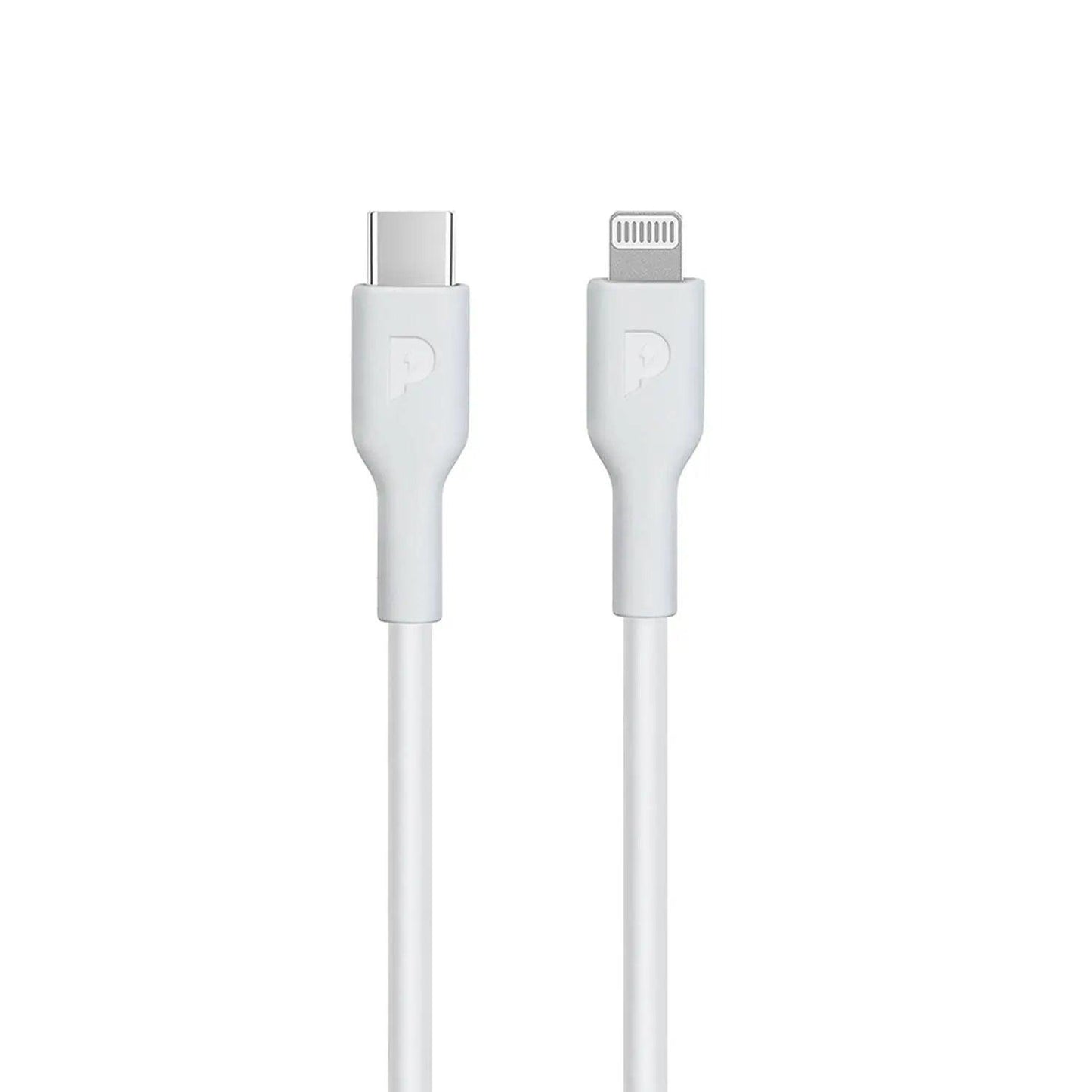 كابل Powerology Mfi Type-C إلى Lightning 20W بطول 1.2 متر - أبيض