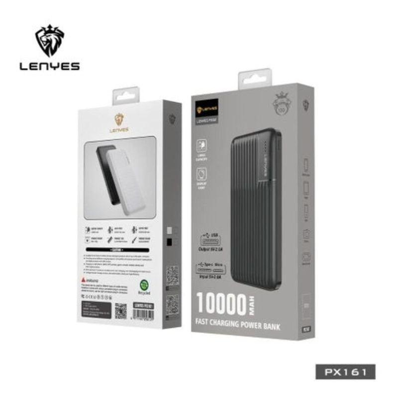 LENYES px161 10000mah power bank 2a op:usb inp:type-c/micro usb with led indicator - JoCell جوسيل