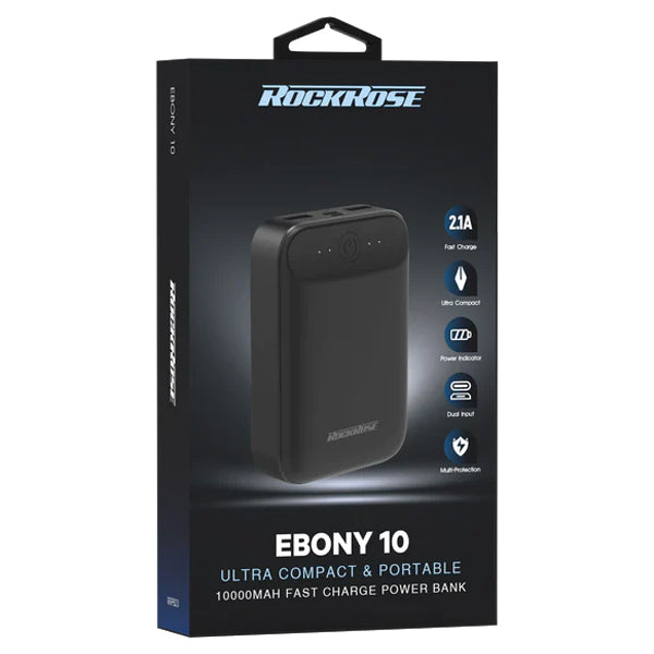 RockRose Ebony 10 10000 mAh Portable & Compact PowerBank
