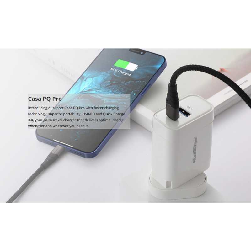 Rock Rose Casa PQ Pro 30W PD Dual-Port Travel Charger – White