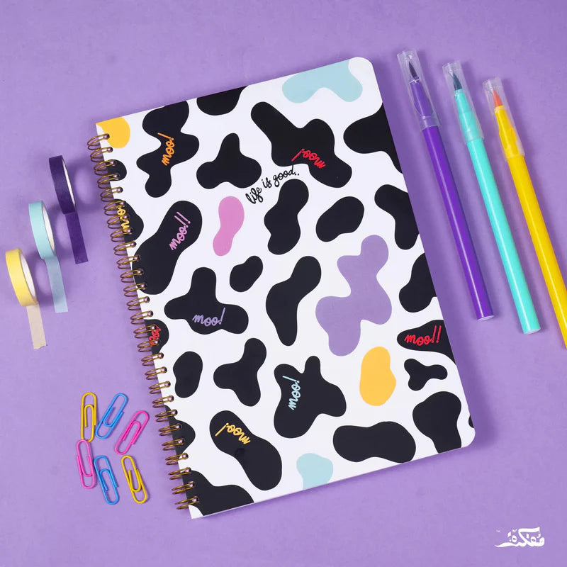 Cow Pattern Wire Notebook A4 Jumbo Size (5 Subjects)