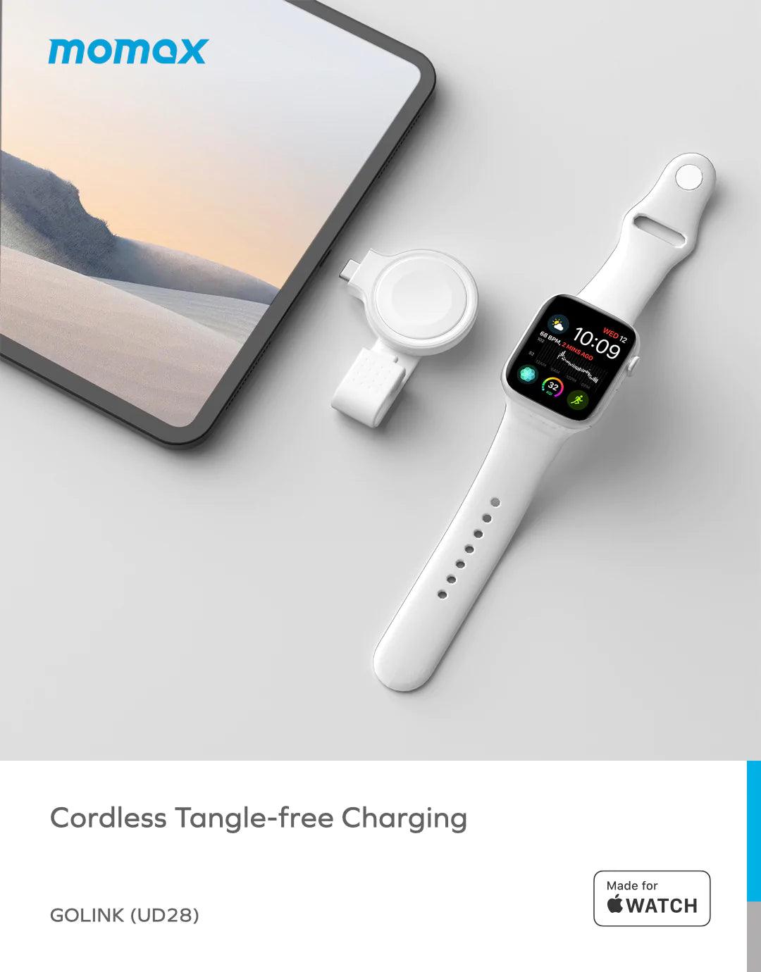 MOMAX GOLINK USB C Apple Watch Wireless Charger - White MOMAX GOLINK USB C Apple Watch Wireless Charger - White