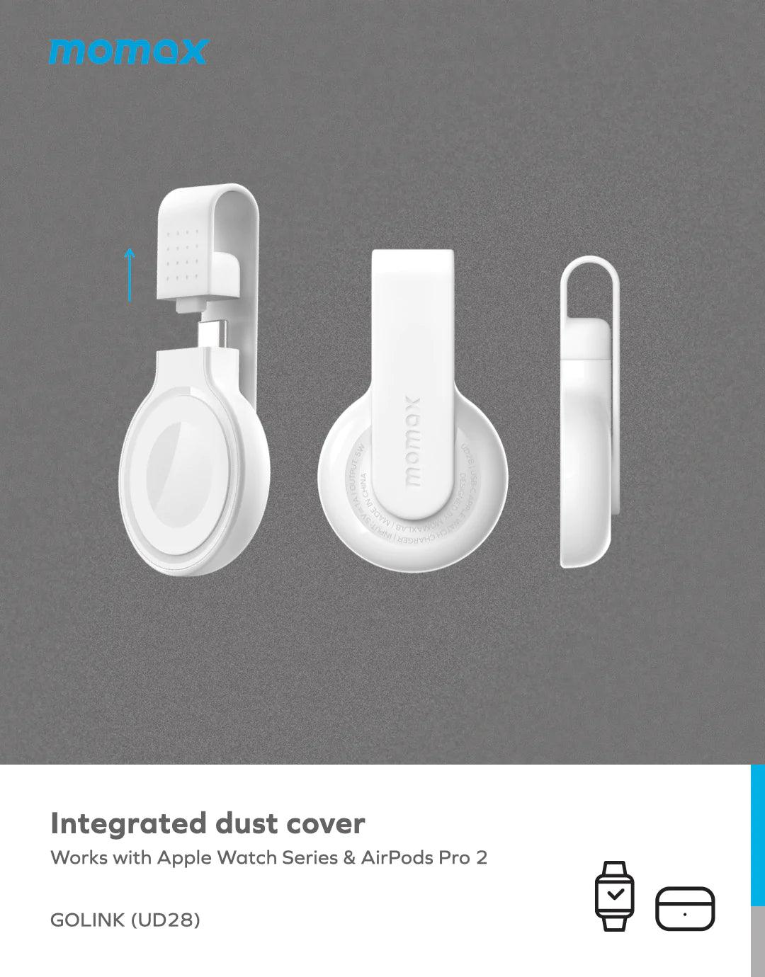 MOMAX GOLINK USB C Apple Watch Wireless Charger - White MOMAX GOLINK USB C Apple Watch Wireless Charger - White