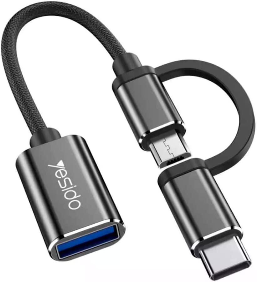 YESIDO GS02 2IN1 OTG Adapter Compact and High Speed - Black