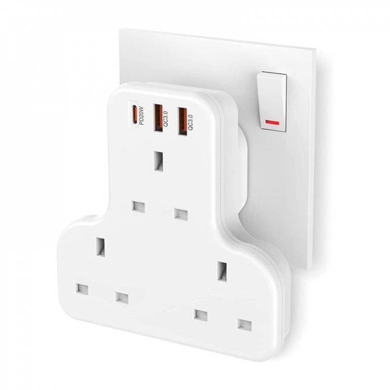  YESIDO Multi Port Wall Plug 3250W Fast & Safe Charging - White