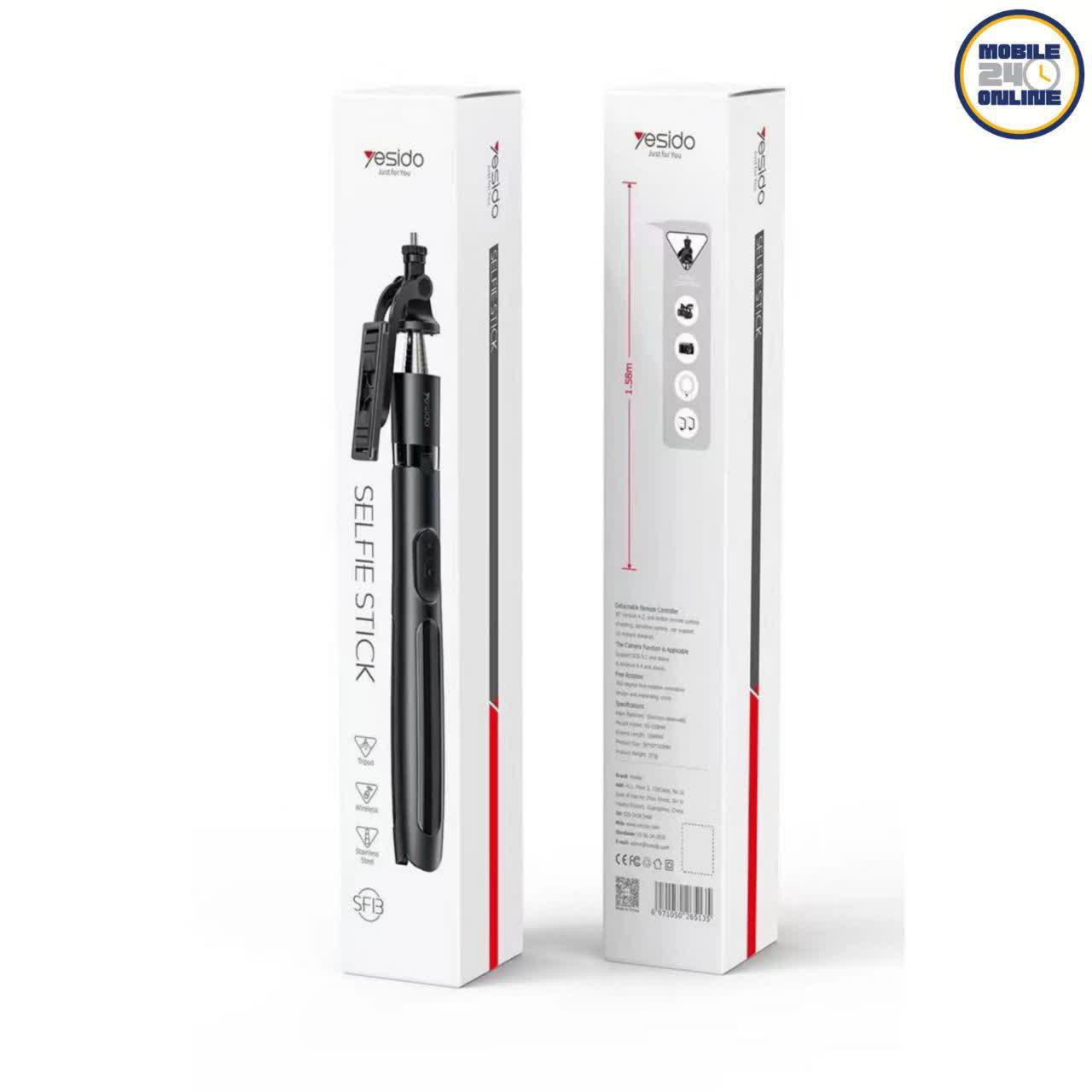 YESIDO SF13 Selfie Stick with Bluetooth Remote & 360° Rotation - Black YESIDO SF13 Selfie Stick with Bluetooth Remote & 360° Rotation - Black