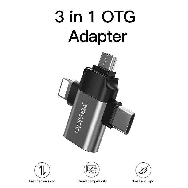 YESIDO GS15 Portable Data Transfer Adapter Fast & Easy - Black