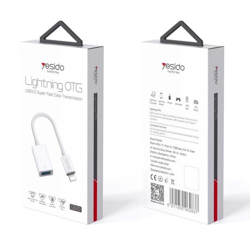 Yesido Lightning Data Cable Portable USB Port – White