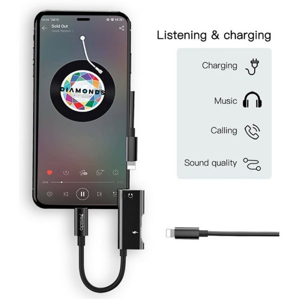 Yesido Lightning 2 in 1 Wireless Audio Cable
