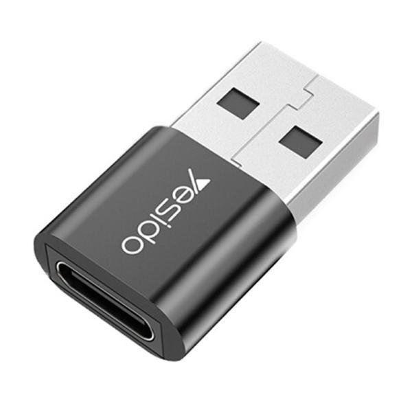 Yesido GS09 USB to Type C Adapter Fast Data & Charging - Black Yesido GS09 USB to Type C Adapter Fast Data & Charging - Black
